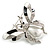 Large Black/White Enamel, Crystal with Pearl Bead Bug Brooch - 60mm Across - view 7