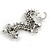 90mm Long/ Grey/ Black Crystal Chinese Dragon Large Brooch in Aged Silver Tone - view 5