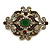 Vintage Inspired Turkish Style Crystal Diamond Shaped Brooch/Pendant in Aged Gold Tone in Green/Red/Clear- 65mm Across