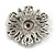 Vintage Inspired Turkish Style Crystal Flower Brooch/Pendant in Aged Silver Tone in Green/Red/Teal - 55mm Diameter - view 5
