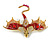 Striking Red Enamel Crystal Dragon Brooch/ Pendant in Gold Tone - 70mm Across - view 6