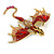 Striking Red Enamel Crystal Dragon Brooch/ Pendant in Gold Tone - 70mm Across - view 7