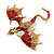 Striking Red Enamel Crystal Dragon Brooch/ Pendant in Gold Tone - 70mm Across - view 5