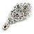 Victorian Style Crystal Flower Brooch/Pendant in Aged Silver Tone in Green/Red/Hematite/Clear - 80mm Long - view 6