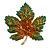 Statement Crystal Maple Leaf Brooch/Pendant in Gold Tone/Olive/Amber/Teal Colours - 50mm Tall