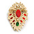Victorian Style Multicoloured Crystal/ Glass Bead Corsage Brooch in Gold Tone - 50mm Tall - view 6