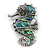 Vintage Inspired Abalone Shell Seahorse Brooch/Pendant in Aged Silver Tone - 60mm Tall - view 2