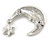 Clear Crystal Moon And Star Brooch in Silver Tone - 35mm Tall - view 5