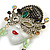 Large Exotic Crystal Enamel Carnival Mask in Gold Tone - 10cm Long - view 3