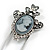 Clear Crystal Grey Cameo Safety Pin Brooch In Silver Tone - 70mm L - view 4