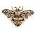 Large Vintage Inspired Aged Gold Tone Crystal Bumble Bee Brooch - 75mm Across - view 2