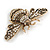Large Vintage Inspired Aged Gold Tone Crystal Bumble Bee Brooch - 75mm Across - view 5