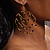 Gold Jet-Black Serpentine Costume Hoop Earrings - view 2
