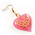 Pink Plastic Heart Drop Earrings - view 4