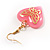 Pink Plastic Heart Drop Earrings - view 5
