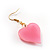Pink Plastic Heart Drop Earrings - view 6