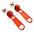 Small Orange Metal Zipper Stud Earrings
