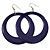 Large Deep Purple Enamel Hoop Drop Earrings (Silver Metal Finish) - 6.5cm Diameter