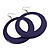 Large Deep Purple Enamel Hoop Drop Earrings (Silver Metal Finish) - 6.5cm Diameter - view 3
