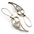 Contemporary Crystal Leaf Drop Earrings (Silver Tone) - view 6