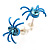 Tiny Sky Blue Crystal Spider Stud Earrings - view 4