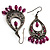 Antique Silver Purple Bead Floral Chandelier Earrings - view 5
