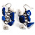 Blue & White Semiprecious Chip Drop Earrings (Silver Tone)