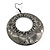 Gun Metal Hammered Diamante Hoop Earrings - 5.5cm Diameter - view 4