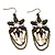 Bronze Tone Floral Chain Drop Earrings - 6.5cm Length