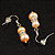 Small Light Cream Freshwater Pearl Crystal Drop Earrings (Silver Tone) - 3cm Length - view 9