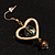 Gold Tone Open Heart Glass Bead Drop Earrings - 6cm Length - view 2