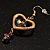 Gold Tone Open Heart Glass Bead Drop Earrings - 6cm Length - view 7