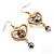 Gold Tone Open Heart Glass Bead Drop Earrings - 6cm Length - view 3