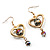 Gold Tone Open Heart Glass Bead Drop Earrings - 6cm Length - view 10