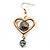 Gold Tone Open Heart Glass Bead Drop Earrings - 6cm Length - view 11