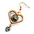 Gold Tone Open Heart Glass Bead Drop Earrings - 6cm Length - view 5