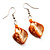 Orange Shell Bead Drop Earrings (Silver Tone) - view 3