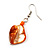 Orange Shell Bead Drop Earrings (Silver Tone) - view 5