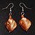 Orange Shell Bead Drop Earrings (Silver Tone) - view 2