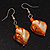 Orange Shell Bead Drop Earrings (Silver Tone) - view 4