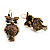 Antique Gold Tone Citrine Crystal Owl Drop Earrings - view 8