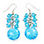 Light Blue Glass Bead Drop Earrings (Silver Tone Metal) - 4.5cm Length