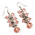 Pale Pink Acrylic Bead Drop Earrings - 5cm Length - view 7