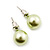 Pale Green Lustrous Faux Pearl Stud Earrings (Silver Tone Metal) - 7mm Diameter - view 3