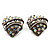 Antique Silver AB Crystal 'Love' Heart Stud Earrings -2.5cm Diameter