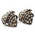 Antique Silver AB Crystal 'Love' Heart Stud Earrings -2.5cm Diameter - view 3