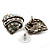 Antique Silver AB Crystal 'Love' Heart Stud Earrings -2.5cm Diameter - view 2