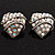 Antique Silver AB Crystal 'Love' Heart Stud Earrings -2.5cm Diameter - view 4