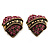 Antique Gold Pink Crystal 'Love' Heart Stud Earrings -2.5cm Diameter - view 2