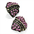 Antique Gold Pink Crystal 'Love' Heart Stud Earrings -2.5cm Diameter - view 7